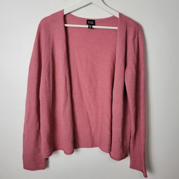 Eileen Fisher Sweaters - Eileen Fisher Size M 100% Wool Pink Open Front Cardigan Long Sleeves Flaw